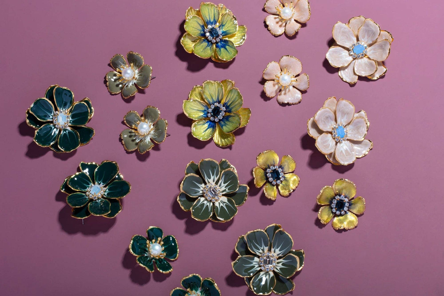 The Pink Reef Small Hand painted Floral in Light Blue White Opal