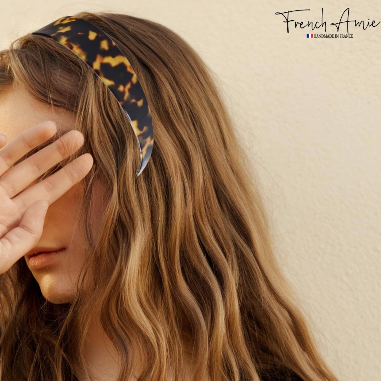 French Amie Ultracomfort Wide 1 1/4" Celluloid Handmade French Hair Headband