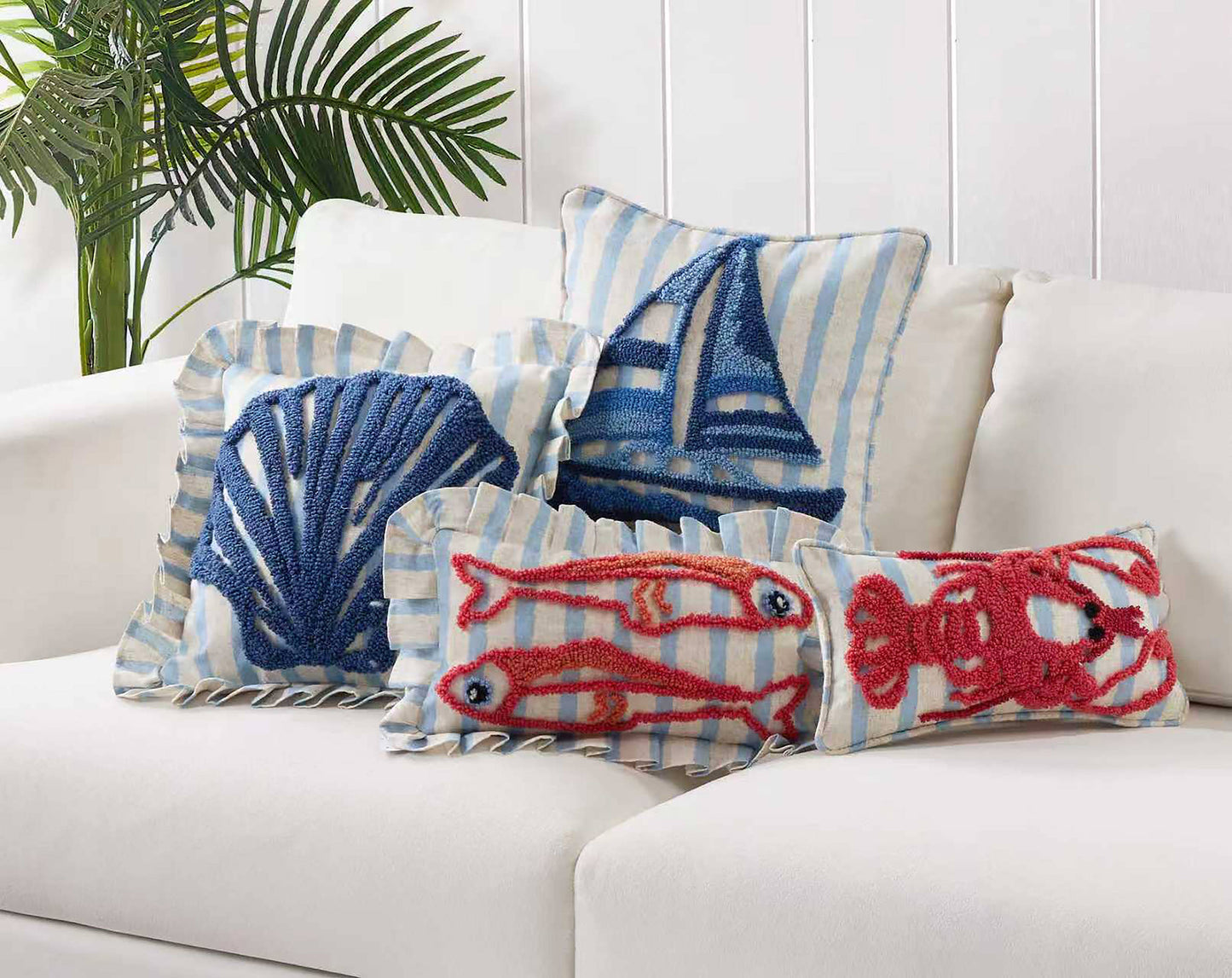 Coastal Lobster Tufted Hook Pillow