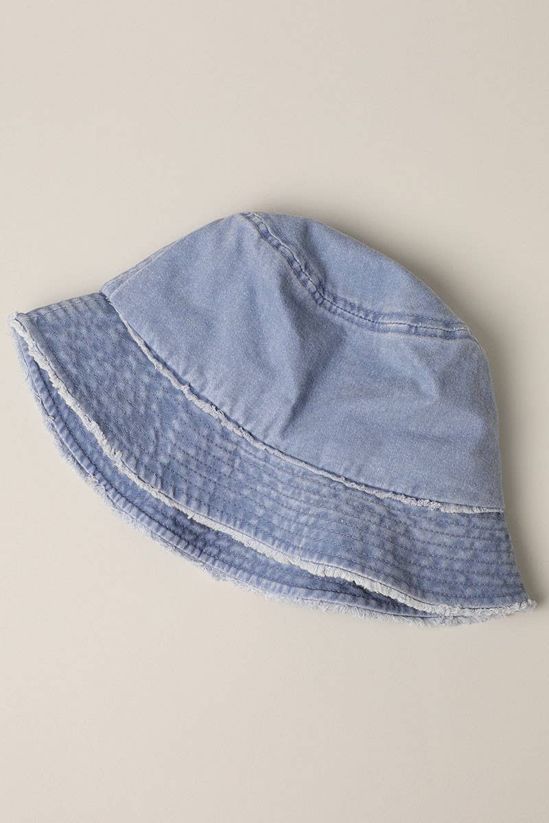Frayed Canvas Cotton Denim Bucket Hat