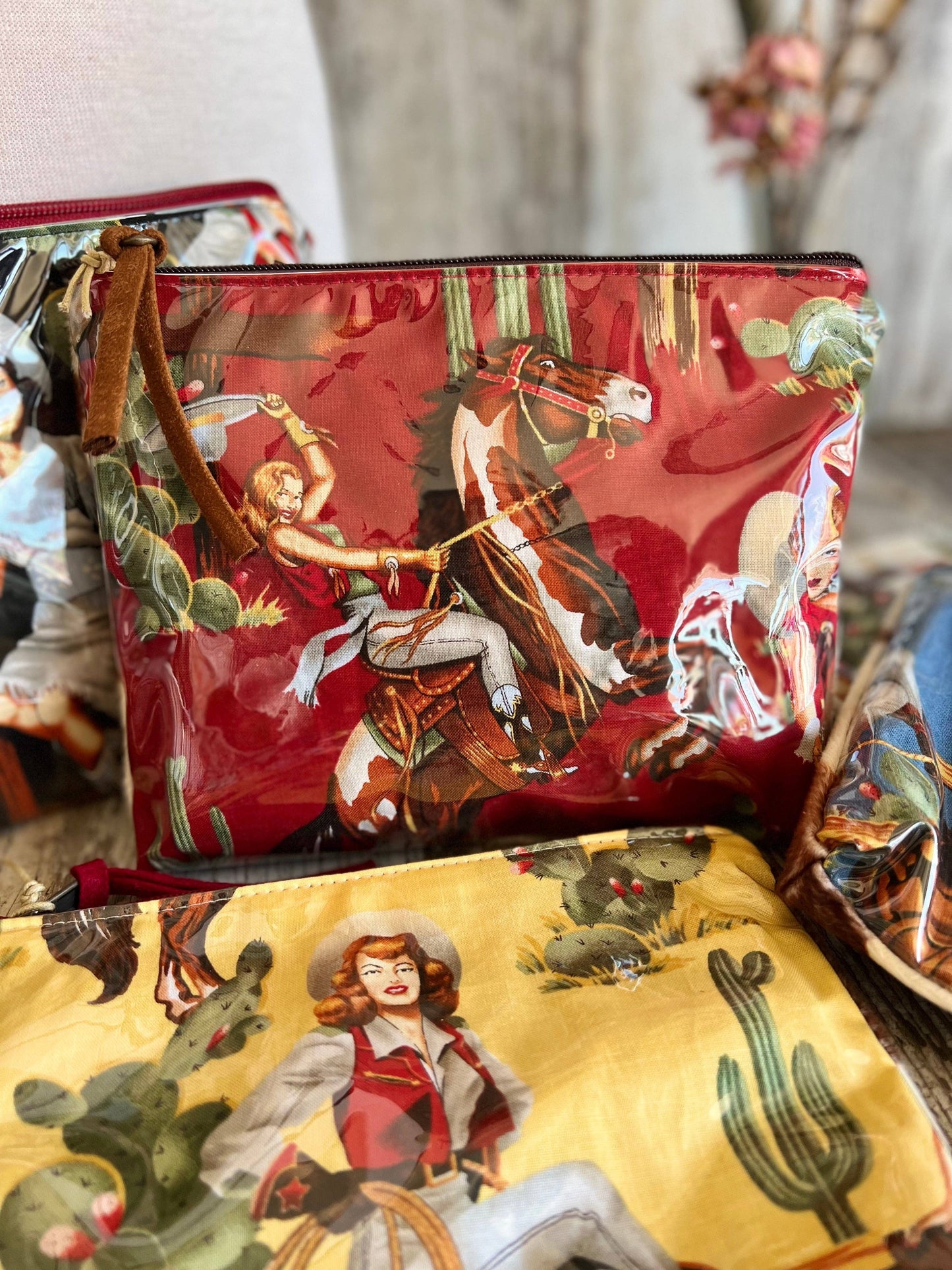 "Western" Pinup Cowgirl Accessory Pouch Set