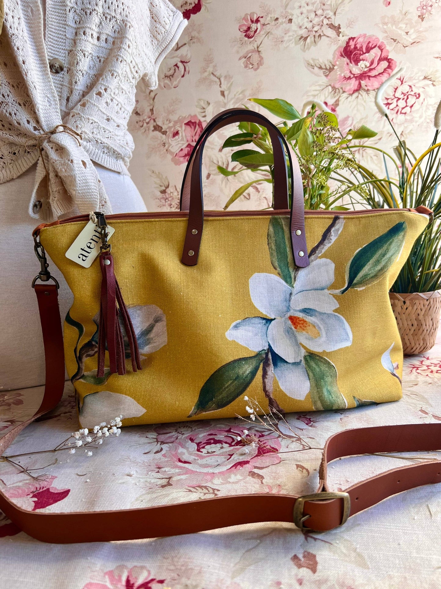 USA Handcrafted Carryall Tote Bag, Magnolia Buddy