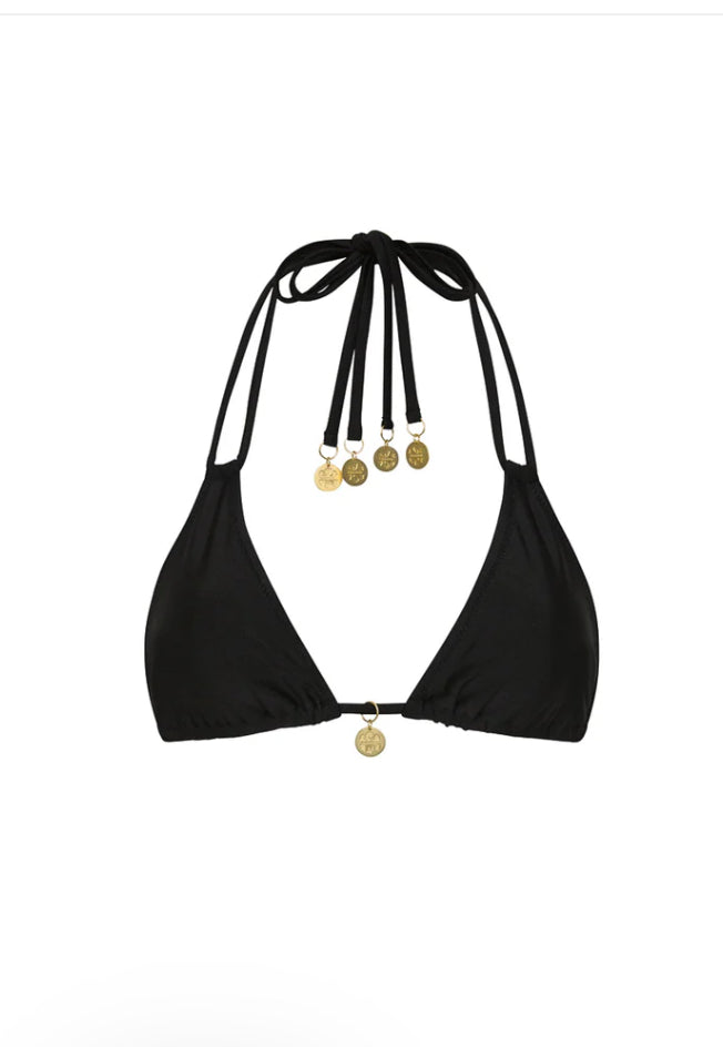 Halter Bralette Bikini Top- Twilight Black