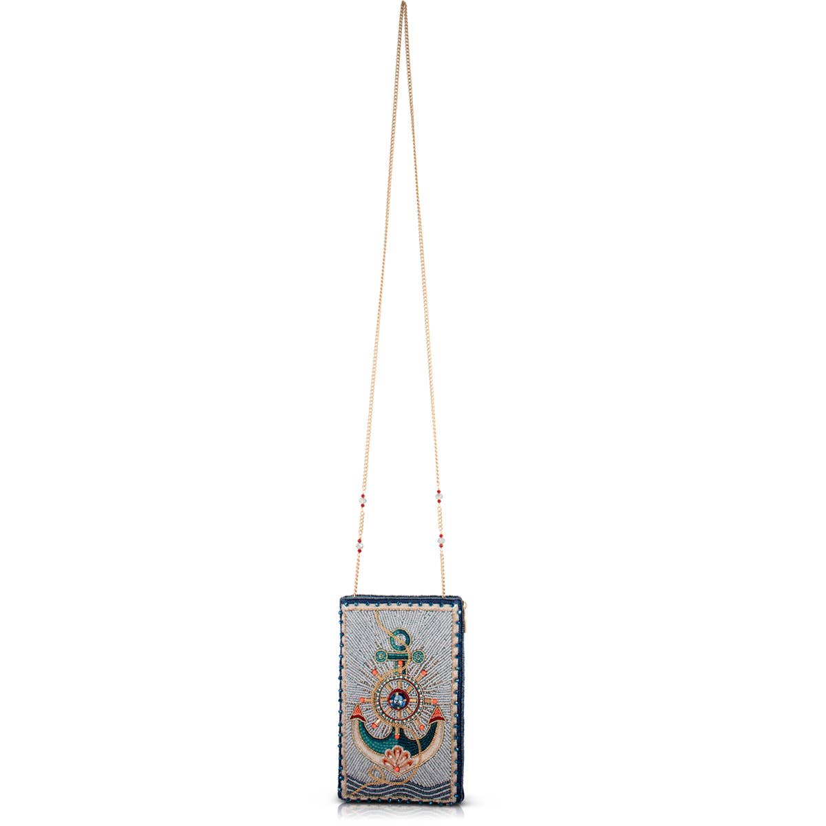 Keep It Steady Anchor Nautical Beaded Crossbody Phone Bag