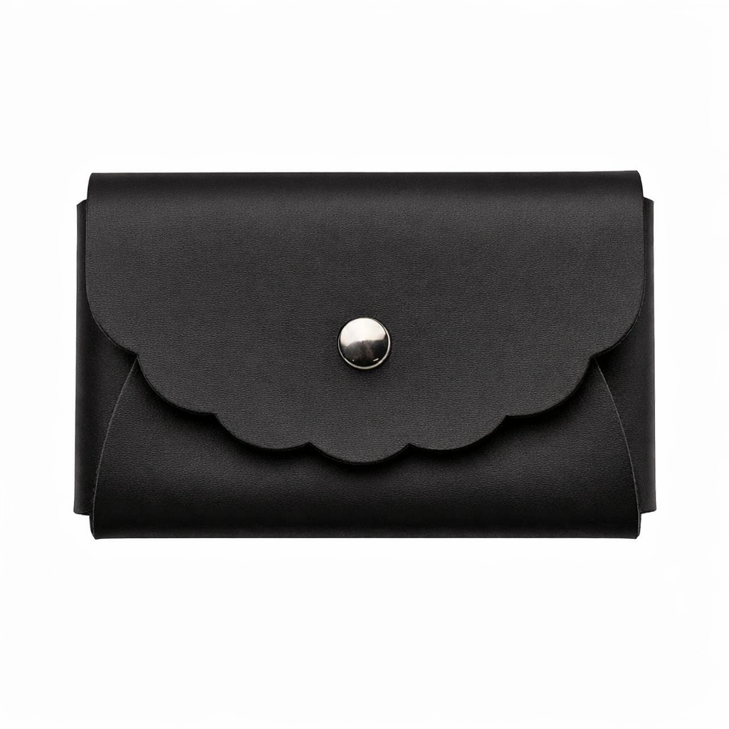 Scallop Bonded Leather Card Holder, Accessory Case