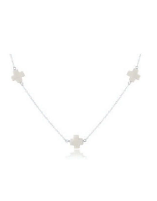 15” Choker Simplicity Chain Sterling- Signature Cross Off-White