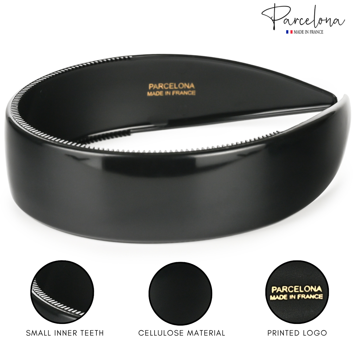 Parcelona Extra Wide French Headband 1.25 Inch Cellulose Acetate Hairband for Women (Set of 2)