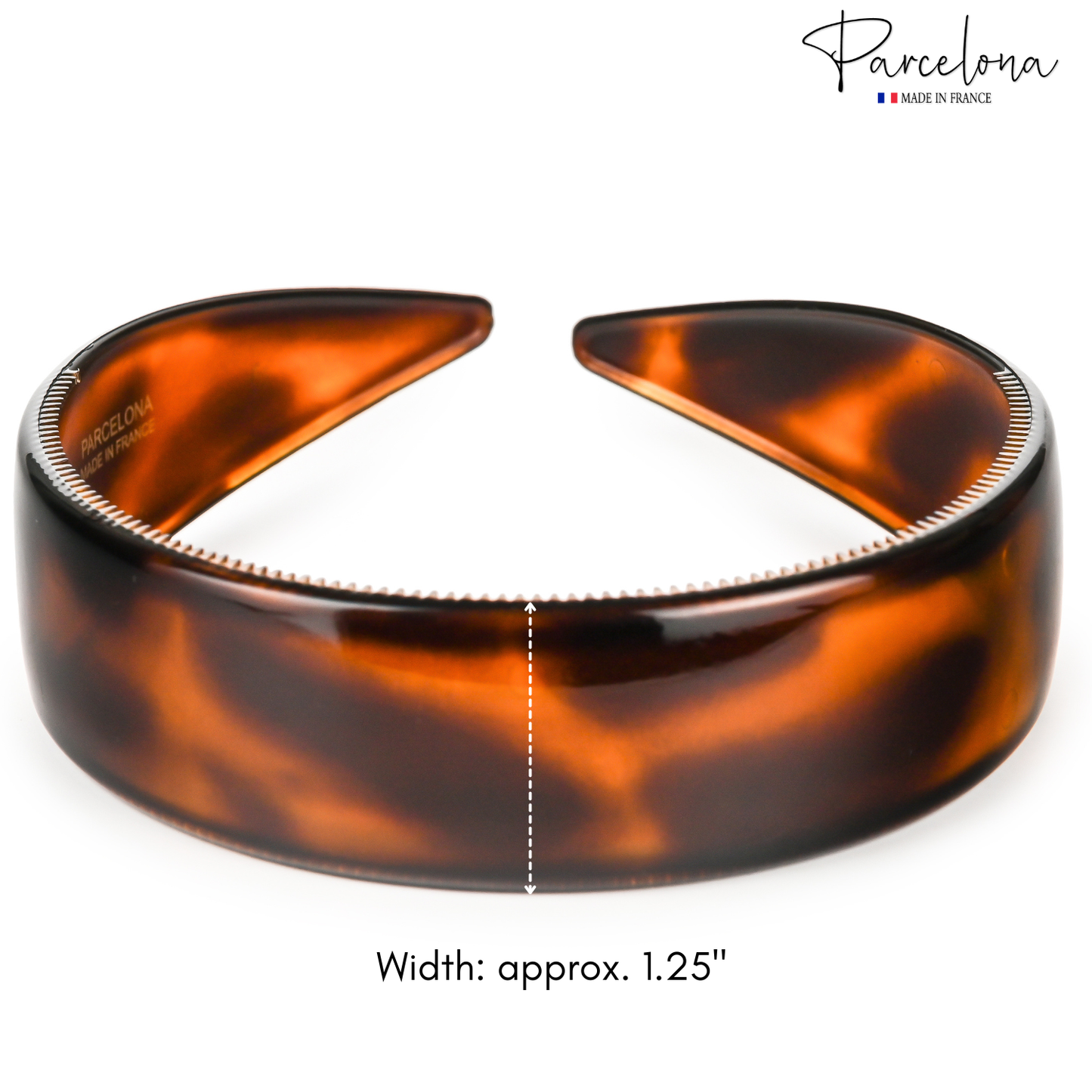 Parcelona Extra Wide French Headband 1.25 Inch Cellulose Acetate Hairband for Women (Set of 2)
