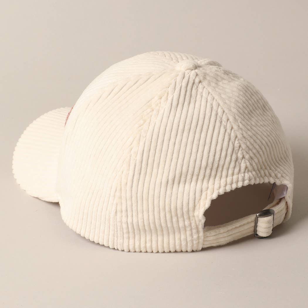 Cat Mom Chenille Patch Corduroy Baseball Cap