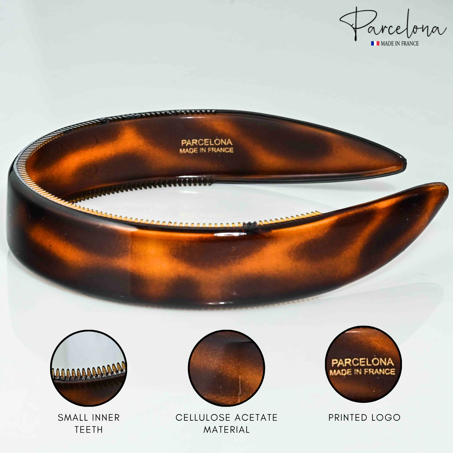 Parcelona Headband – Cellulose Acetate with Non-Slip Teeth for All Hair Types