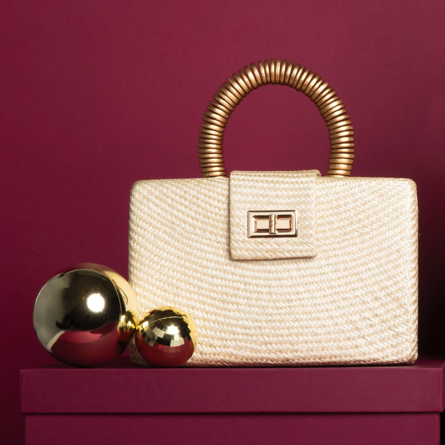 Cream & Gold Clutch | Holiday Party Bag | Spa & Resort Style