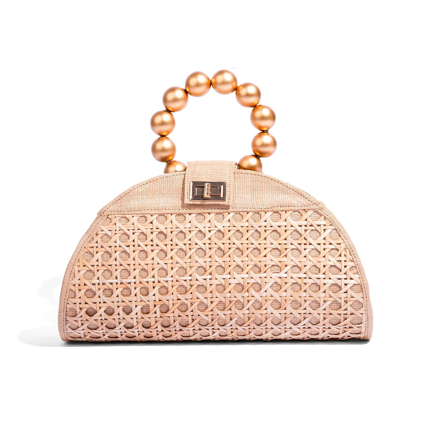 Beach Gold Handle Bag | Natural Woven Style |
