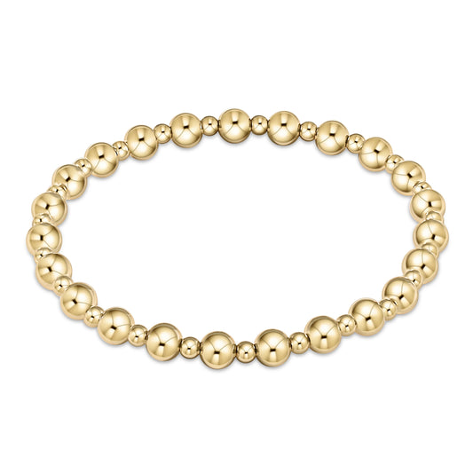 Classic Grateful Pattern 6mm Bead Bracelet-Gold