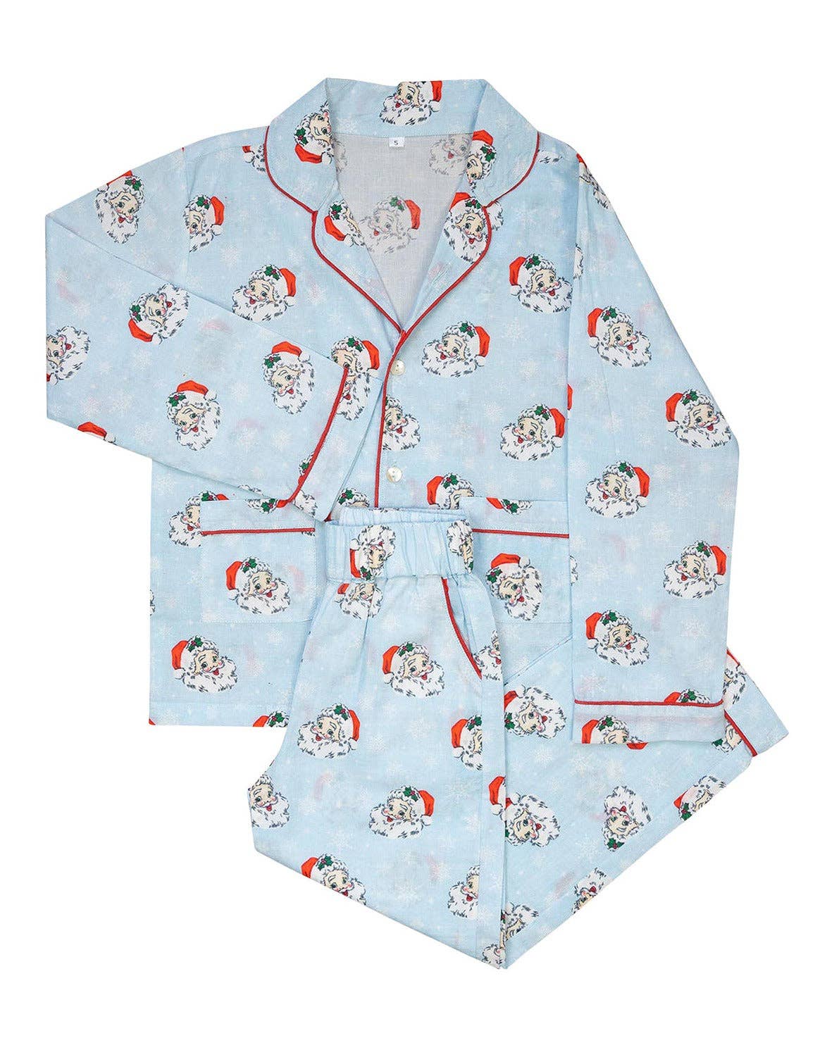 Children's Vintage Santa Pajama Set in Blue
