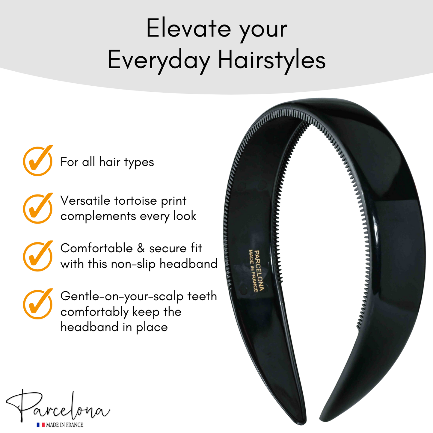 Parcelona Headband – Cellulose Acetate with Non-Slip Teeth for All Hair Types