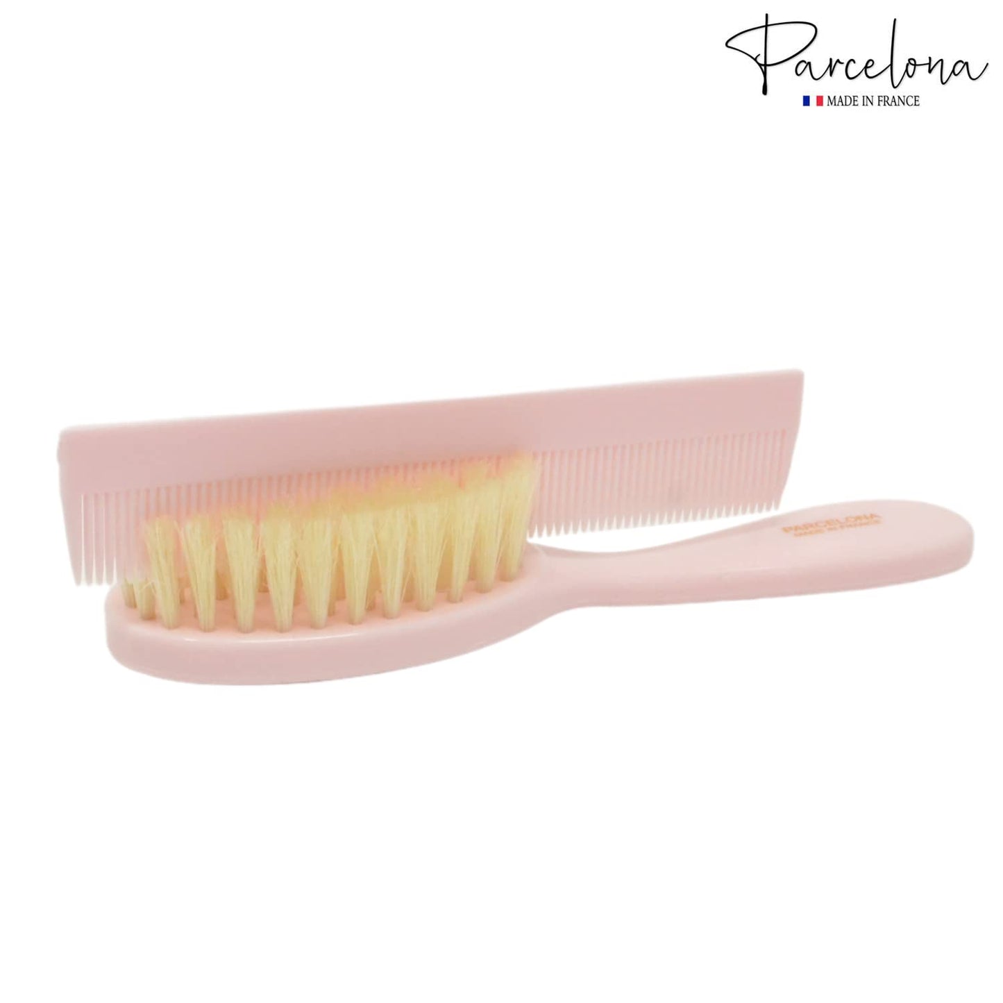 Parcelona French Grooming Combo 6” Celluloid Baby Brush and Comb for Toddlers