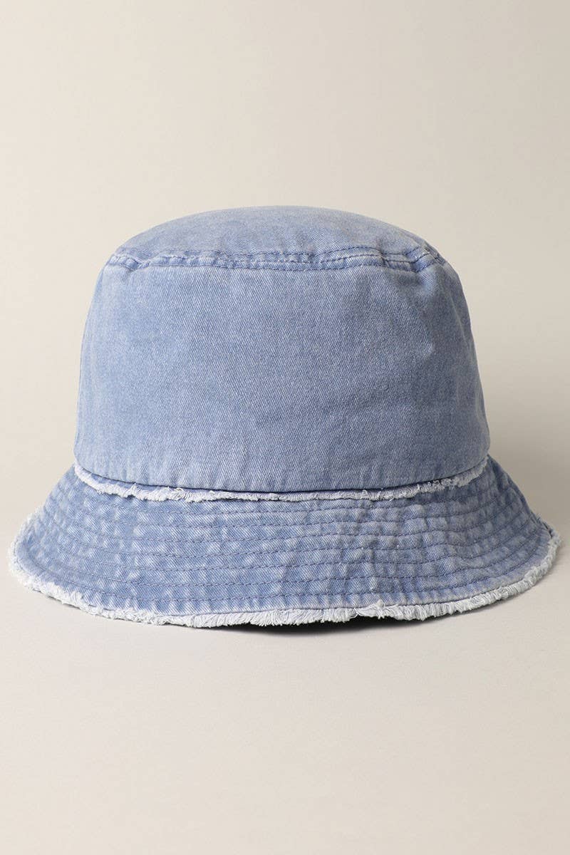 Frayed Canvas Cotton Denim Bucket Hat