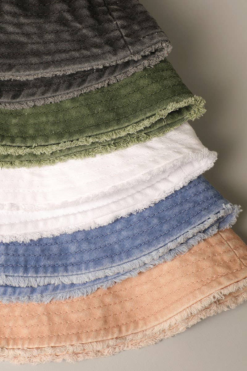 Frayed Canvas Cotton Denim Bucket Hat