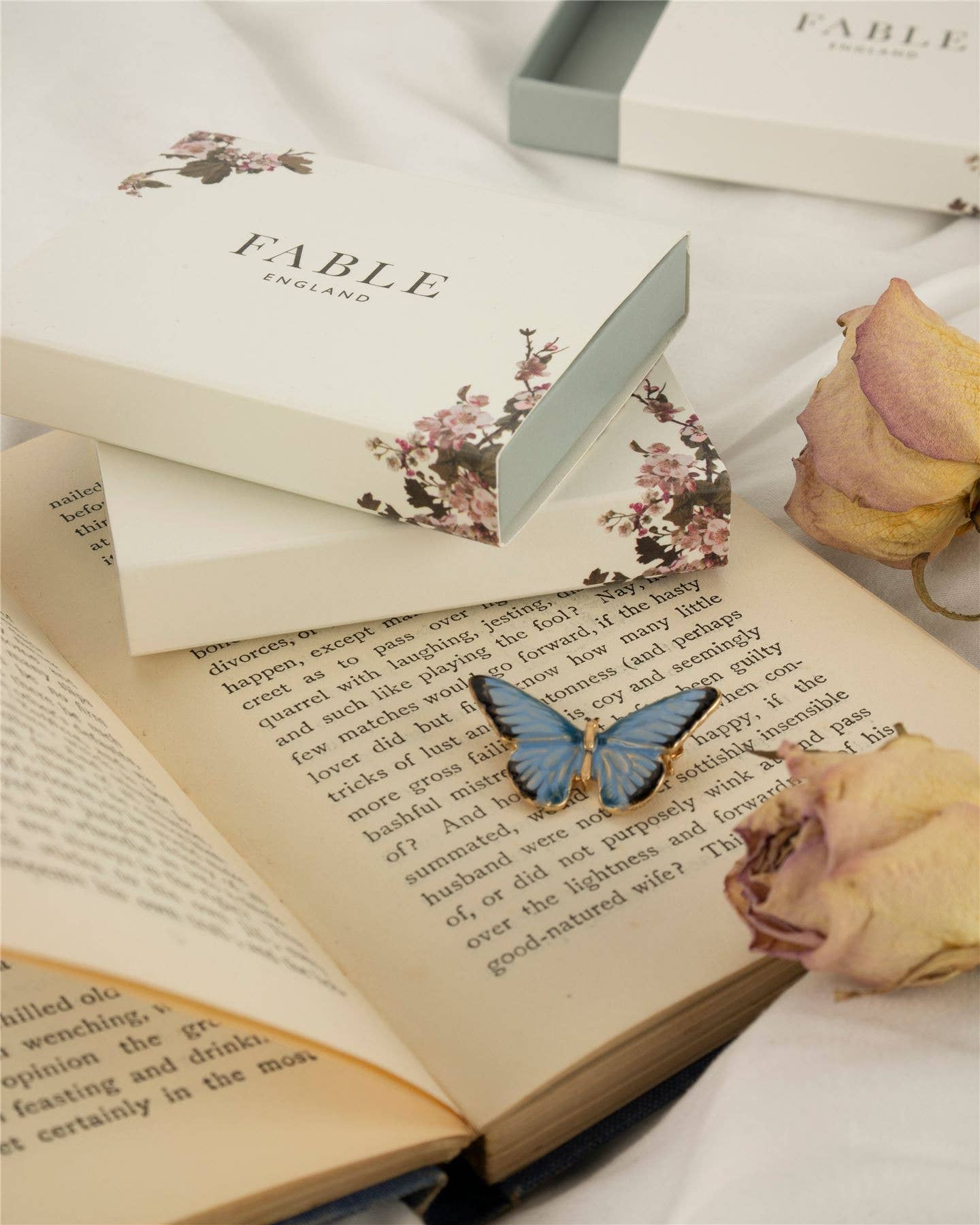 FABLE Enamel Blue Butterfly Brooch