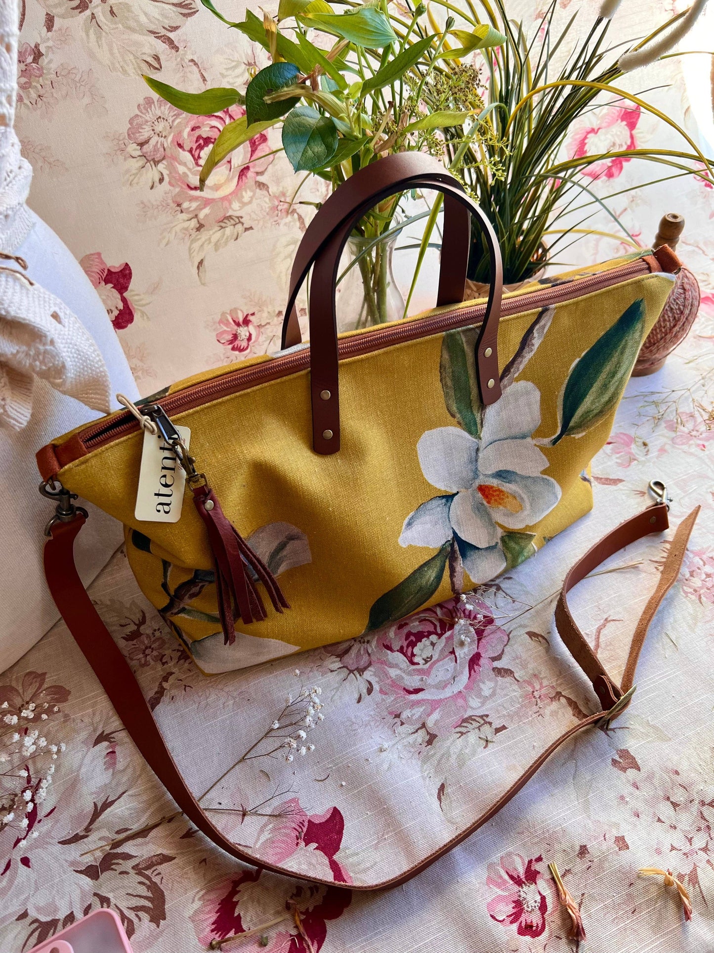 USA Handcrafted Carryall Tote Bag, Magnolia Buddy