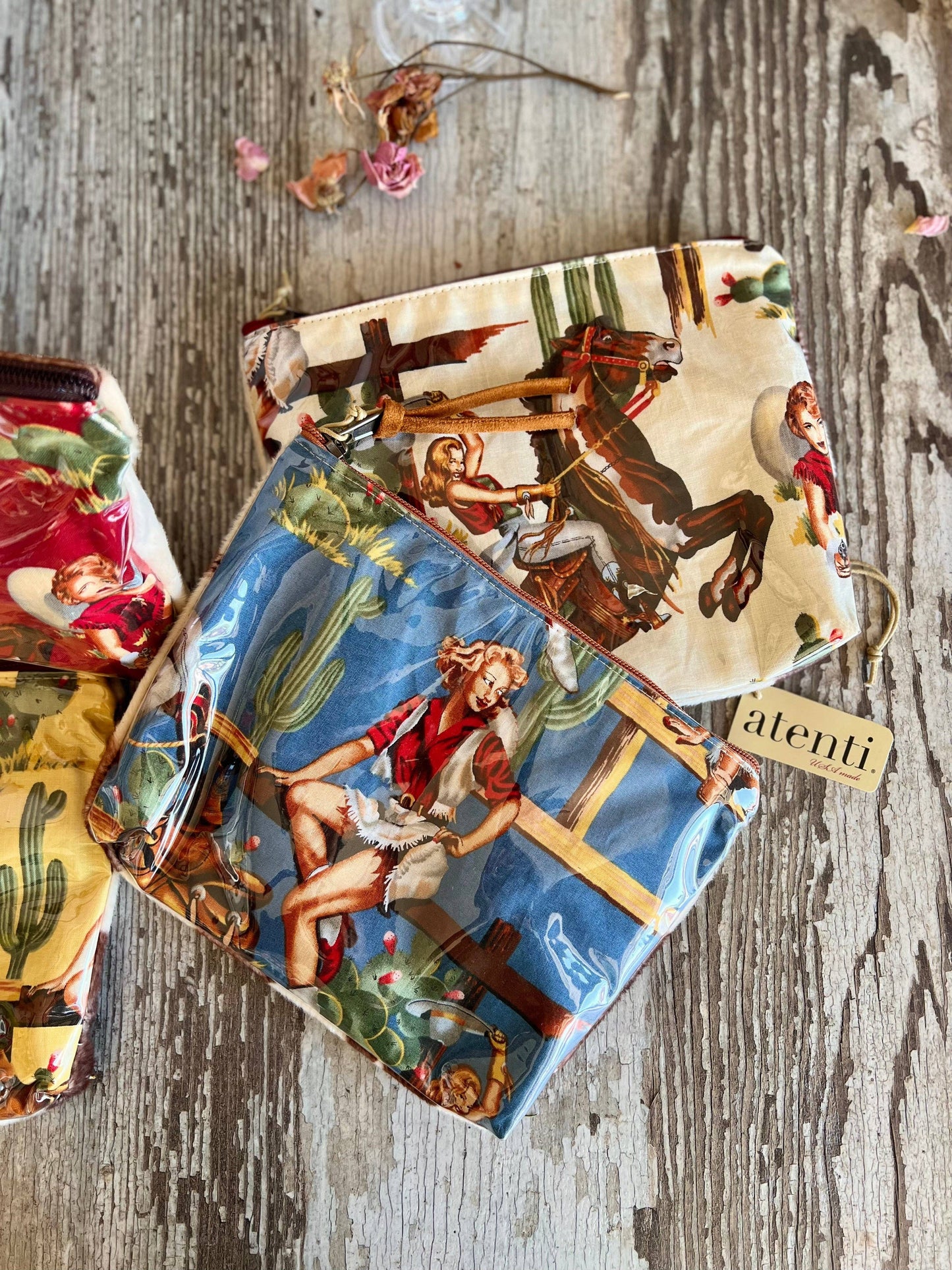 "Western" Pinup Cowgirl Accessory Pouch Set