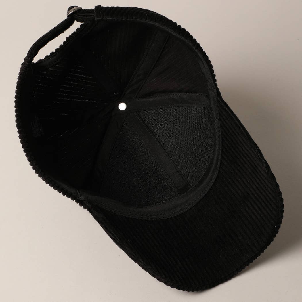 Cat Mom Chenille Patch Corduroy Baseball Cap