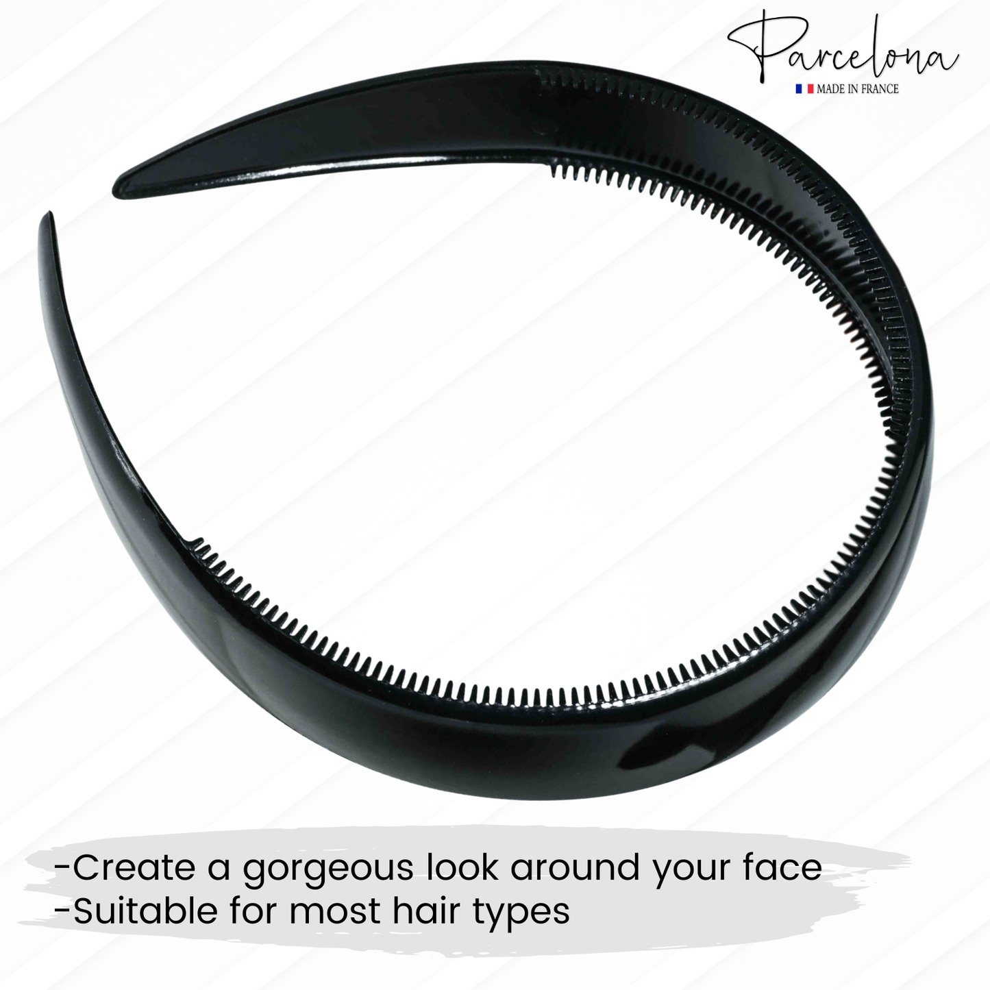 Parcelona Headband – Cellulose Acetate with Non-Slip Teeth for All Hair Types