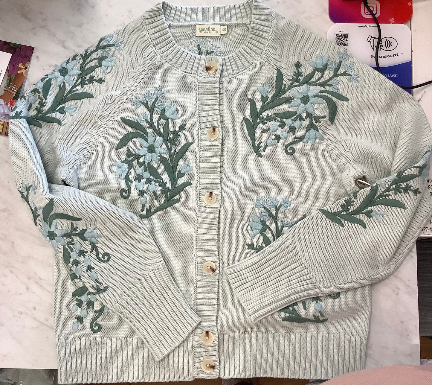 Marlena Embroidered Cardigan Seamist