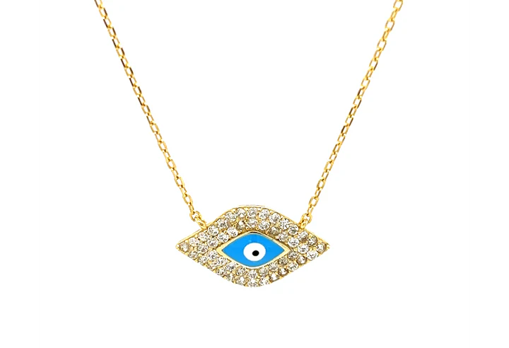 "Aphrodite" Evil Eye Turquoise CZ Necklace