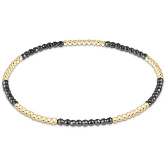 Blissful Pattern 2mm Bead Bracelet - Silver Faceted Hematite