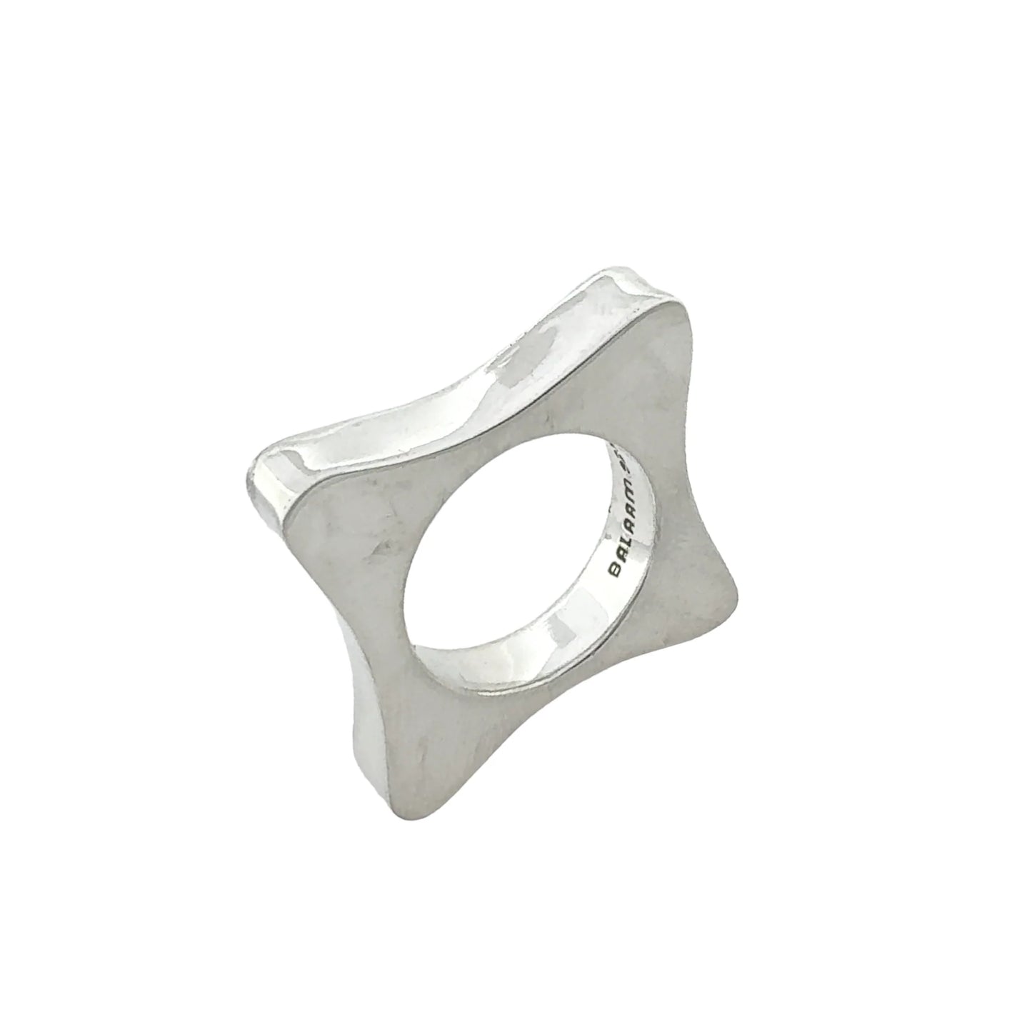 STERLING SILVER SQUARE CONCAVE HOLLOW RING