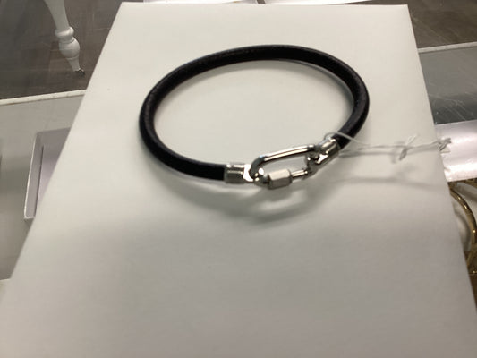 Naxos Black Leather and Steele Bracelet