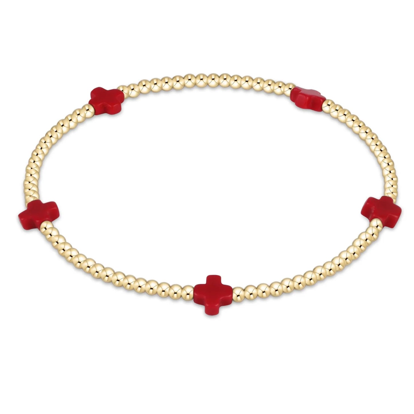 Signature Cross Small Gold Pattern 2mm Bead Bracelet -