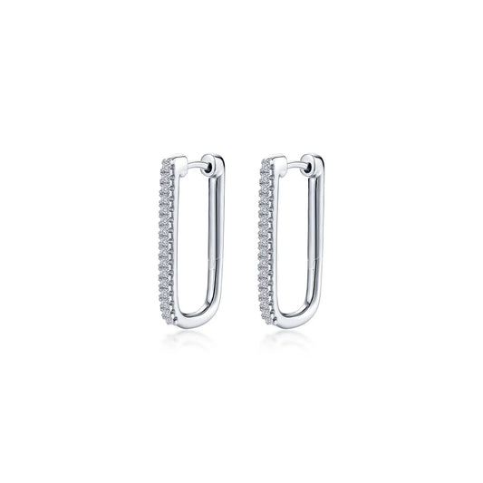 Silver Rectangle Hoop Earrings