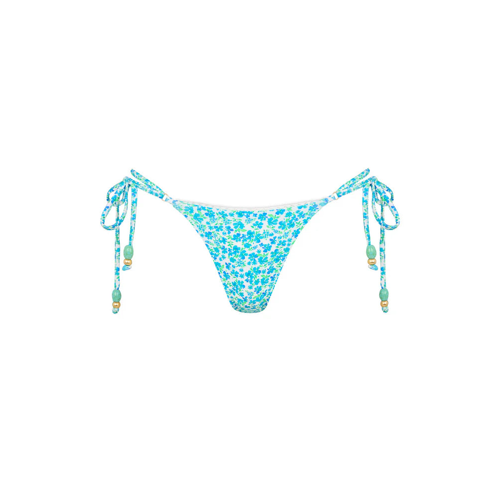 Decorative Thong Tie Side Bikini Bottom - Ocean Aura