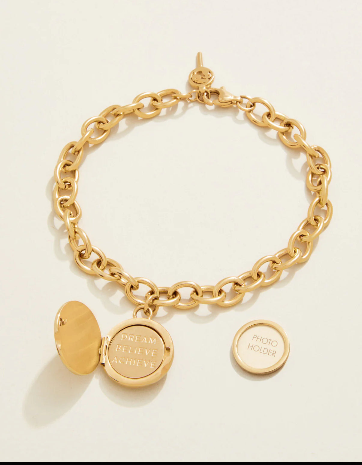 Mini Round Locket Bracelet 7-8" Starburst