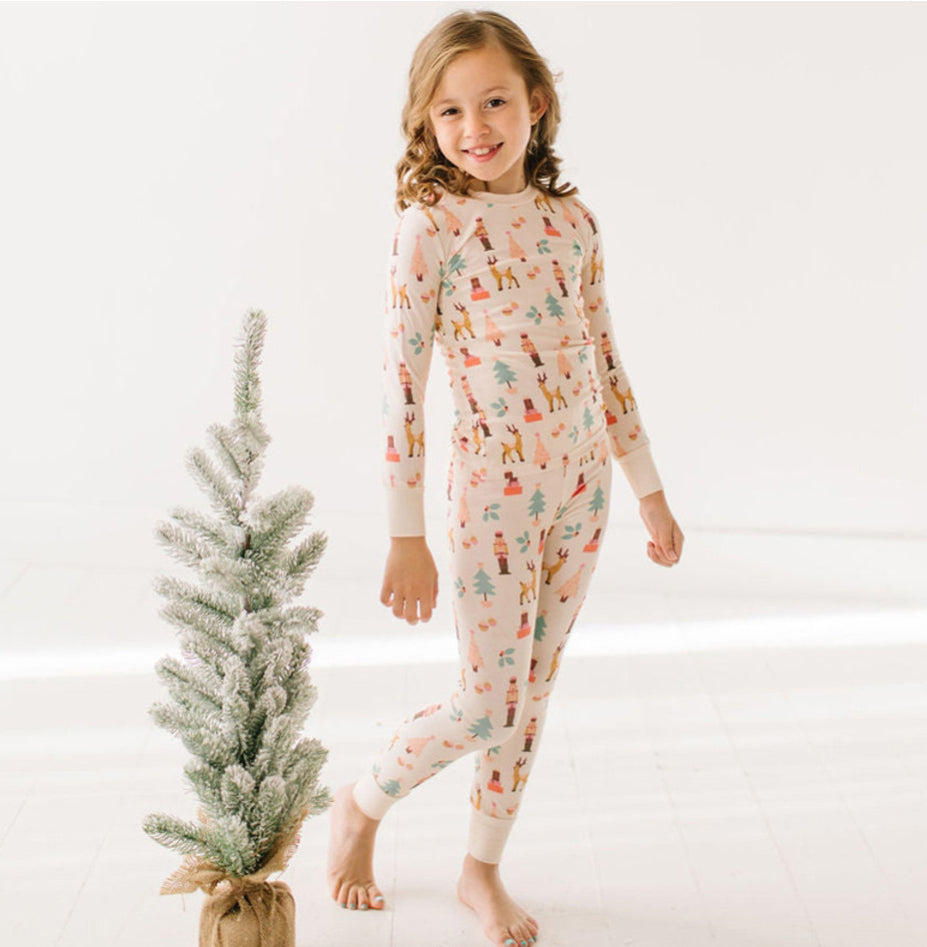 Christmas 2 Piece Kids Bamboo Pajama Set in Nutcracker