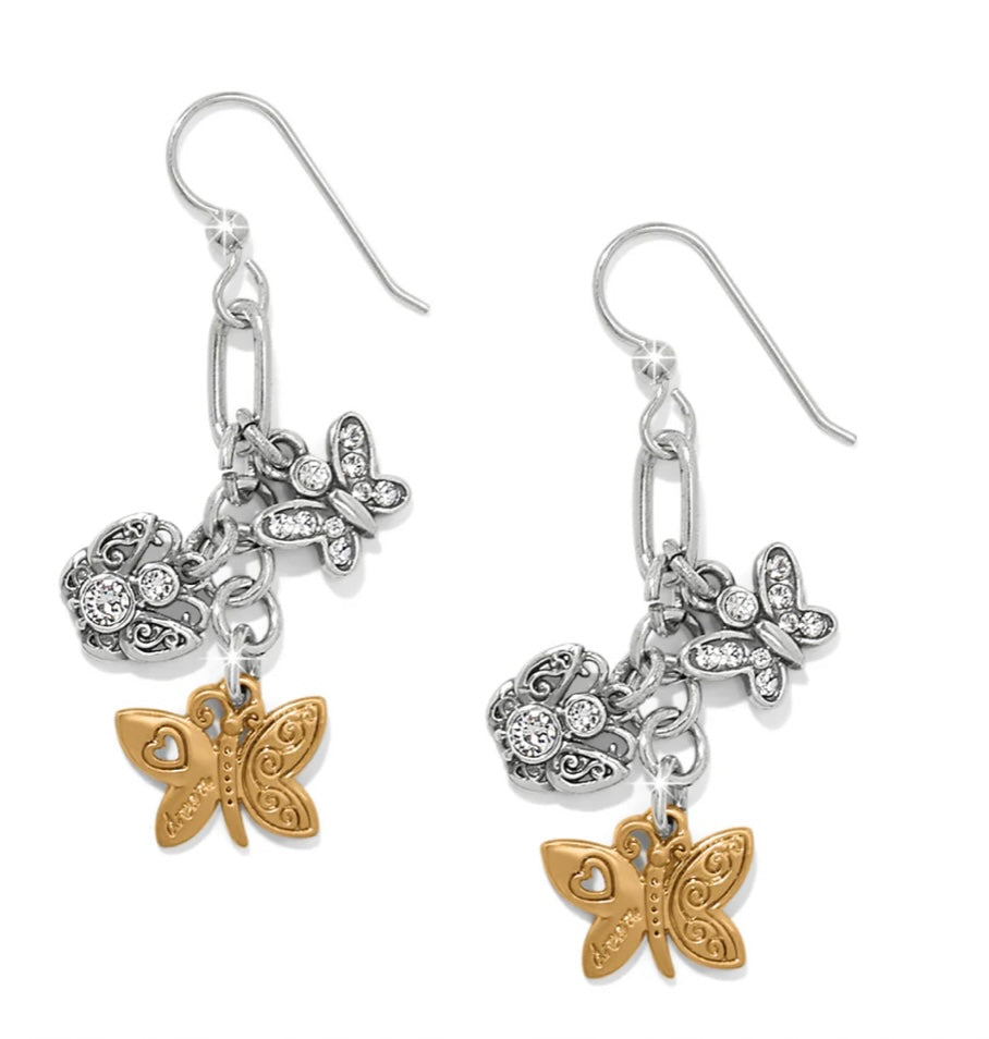 FOREVER BUTTERFLY CHARMS FRENCH WIRE EARRINGS