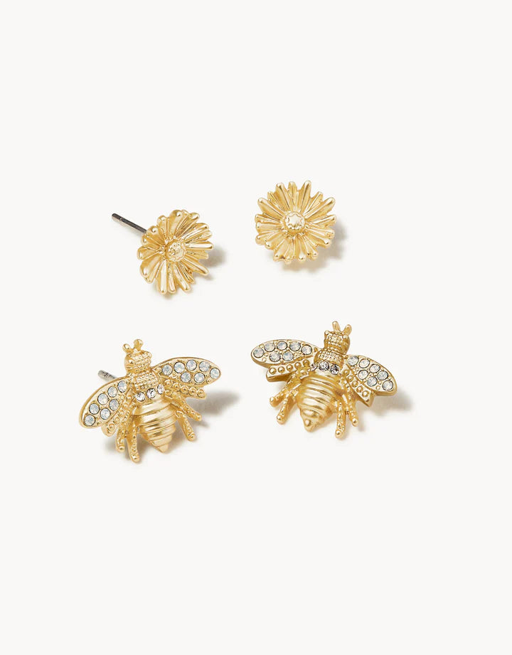 Daisy Picnic Stud Earrings Set White Opal