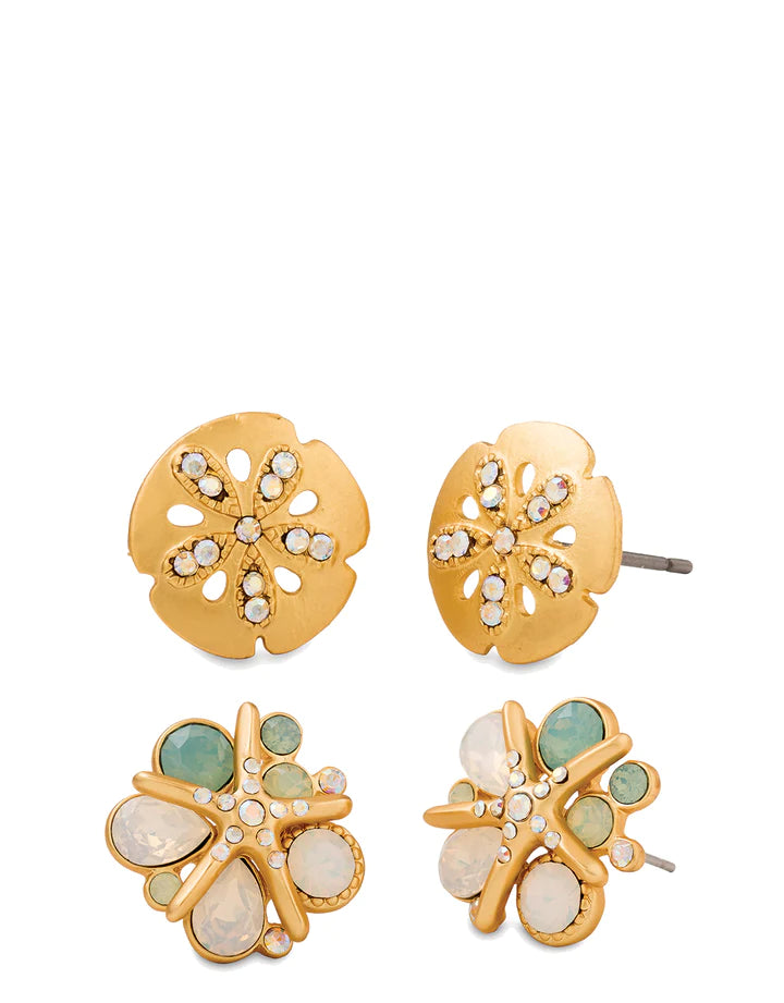 Sea Stud Earrings Set Sand Dollar/Starfish (2 pairs)