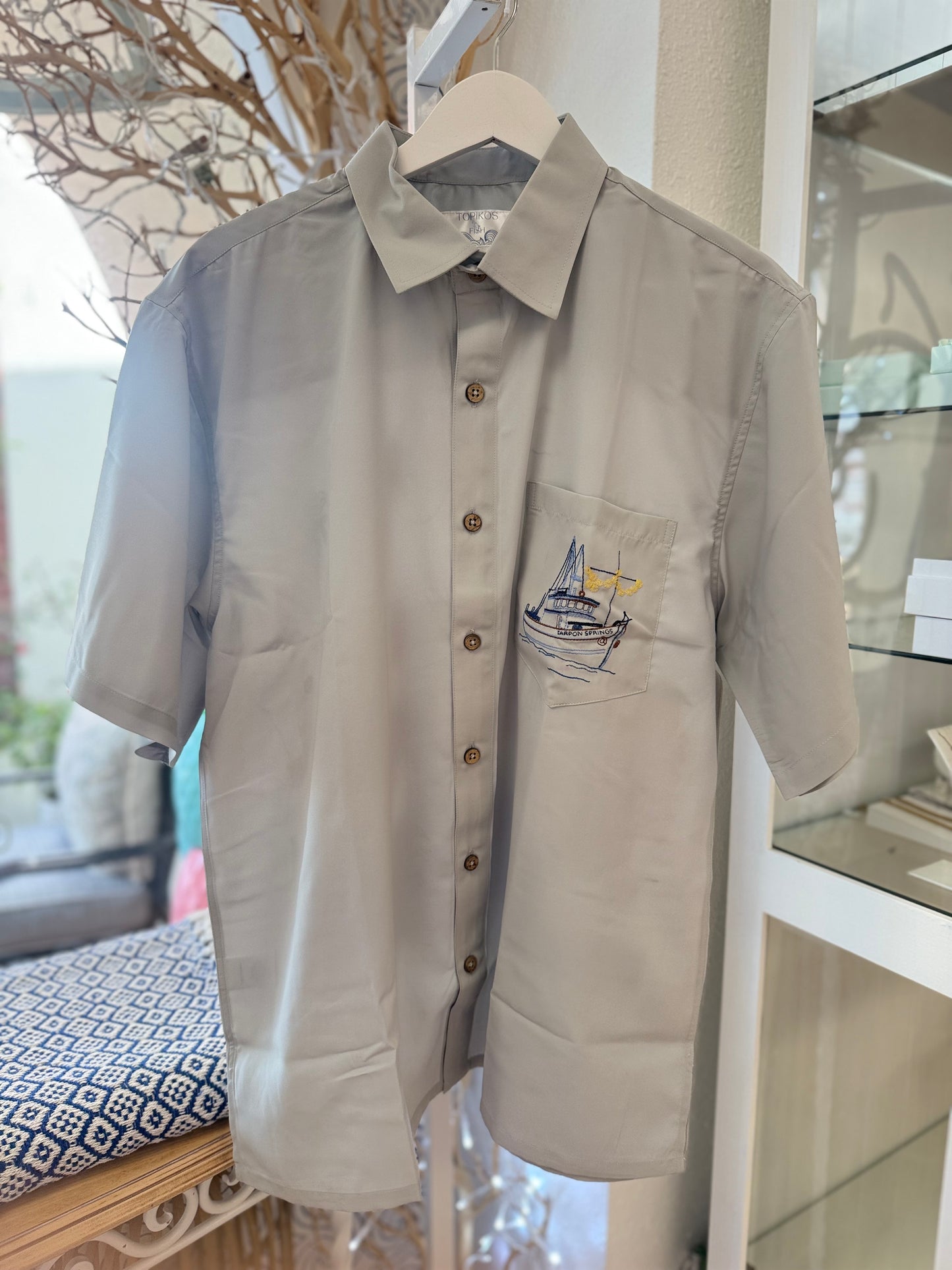 Sponge Docks Embroidered Mens Shirt