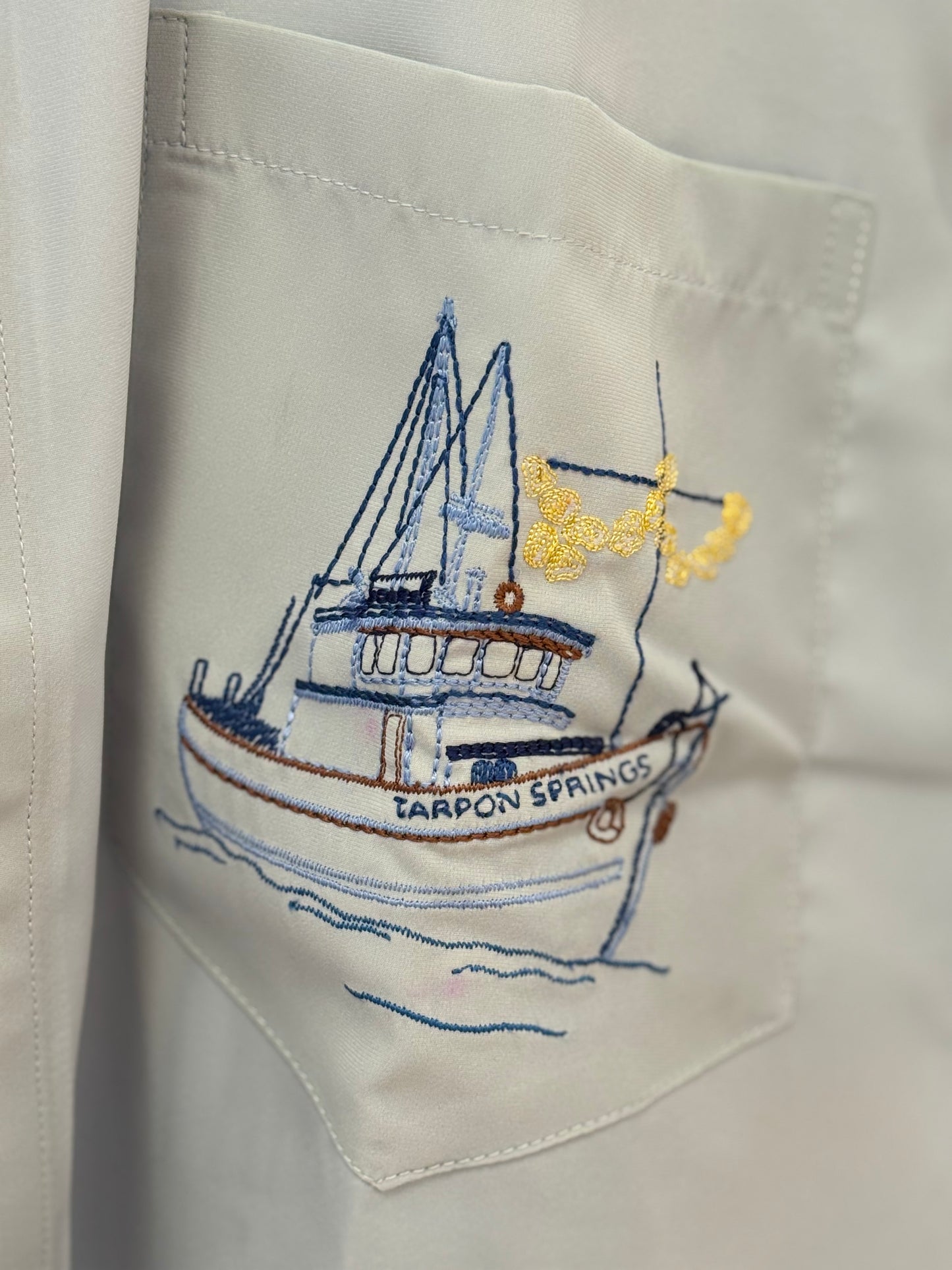 Sponge Docks Embroidered Mens Shirt