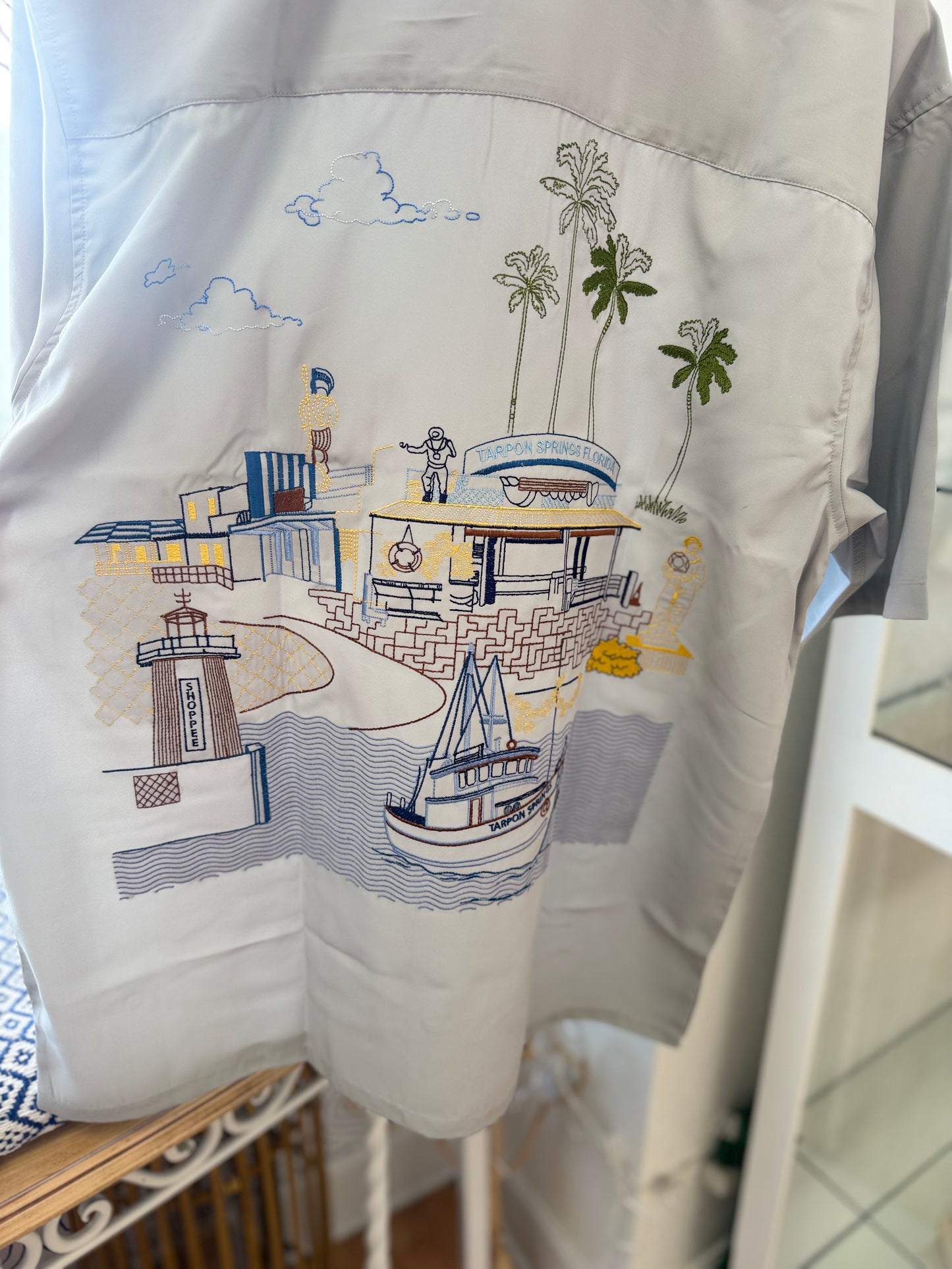 Sponge Docks Embroidered Mens Shirt
