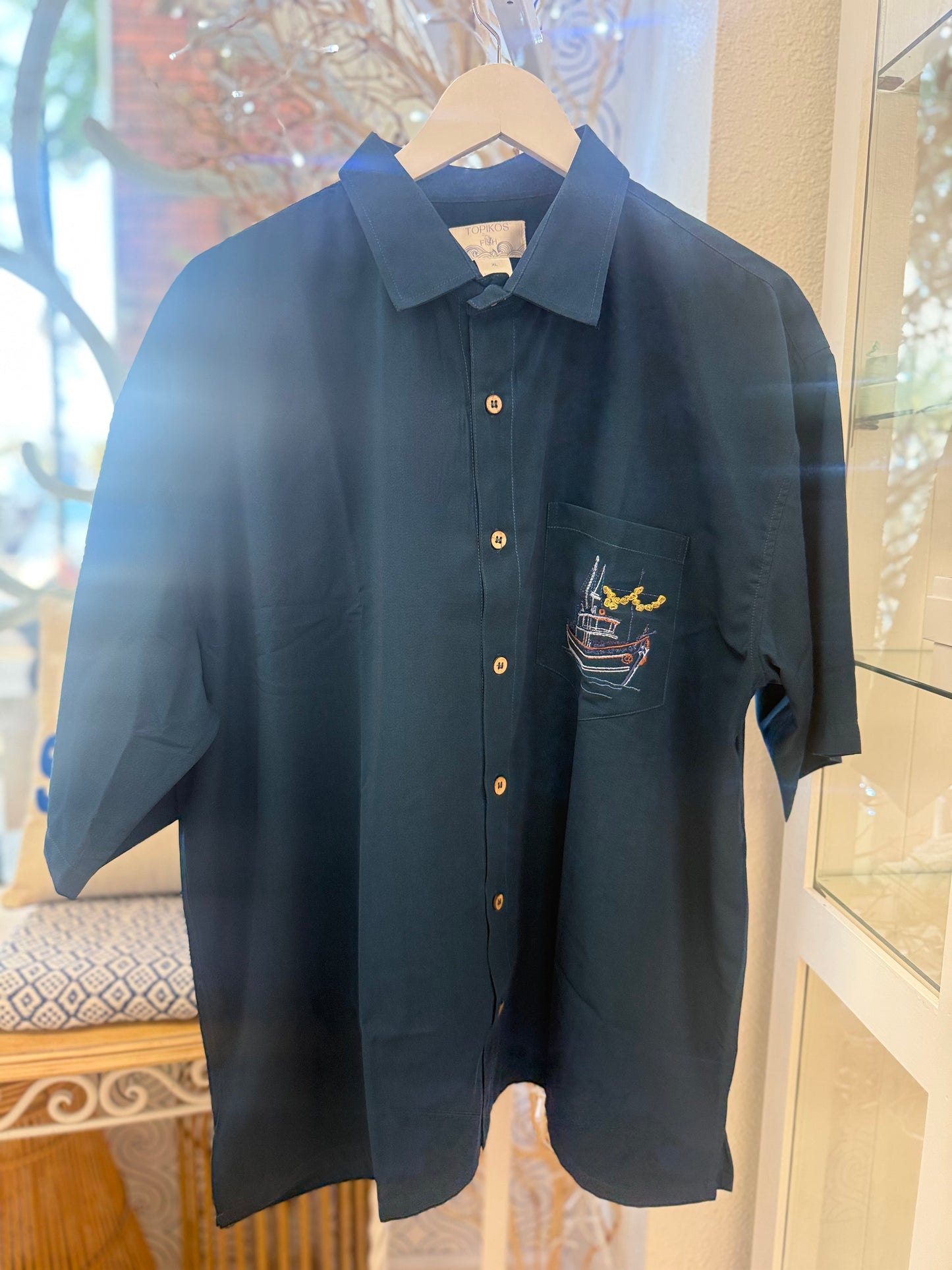 Sponge Docks Embroidered Mens Shirt