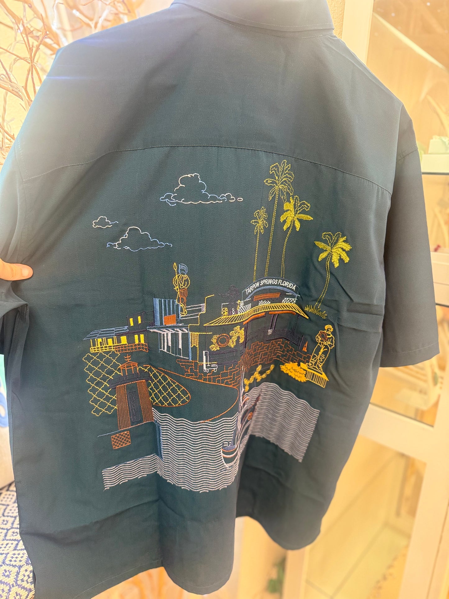 Sponge Docks Embroidered Mens Shirt