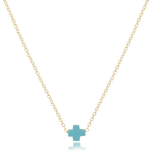 16" necklace gold - signature cross small