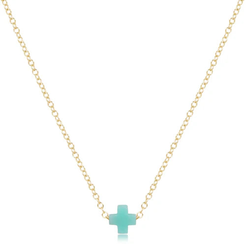 16" necklace gold - signature cross small