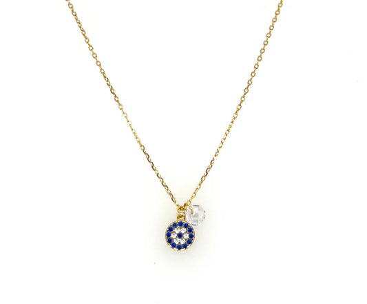 Evil Eye "Athena + Crystal" Sapphire CZ Necklace