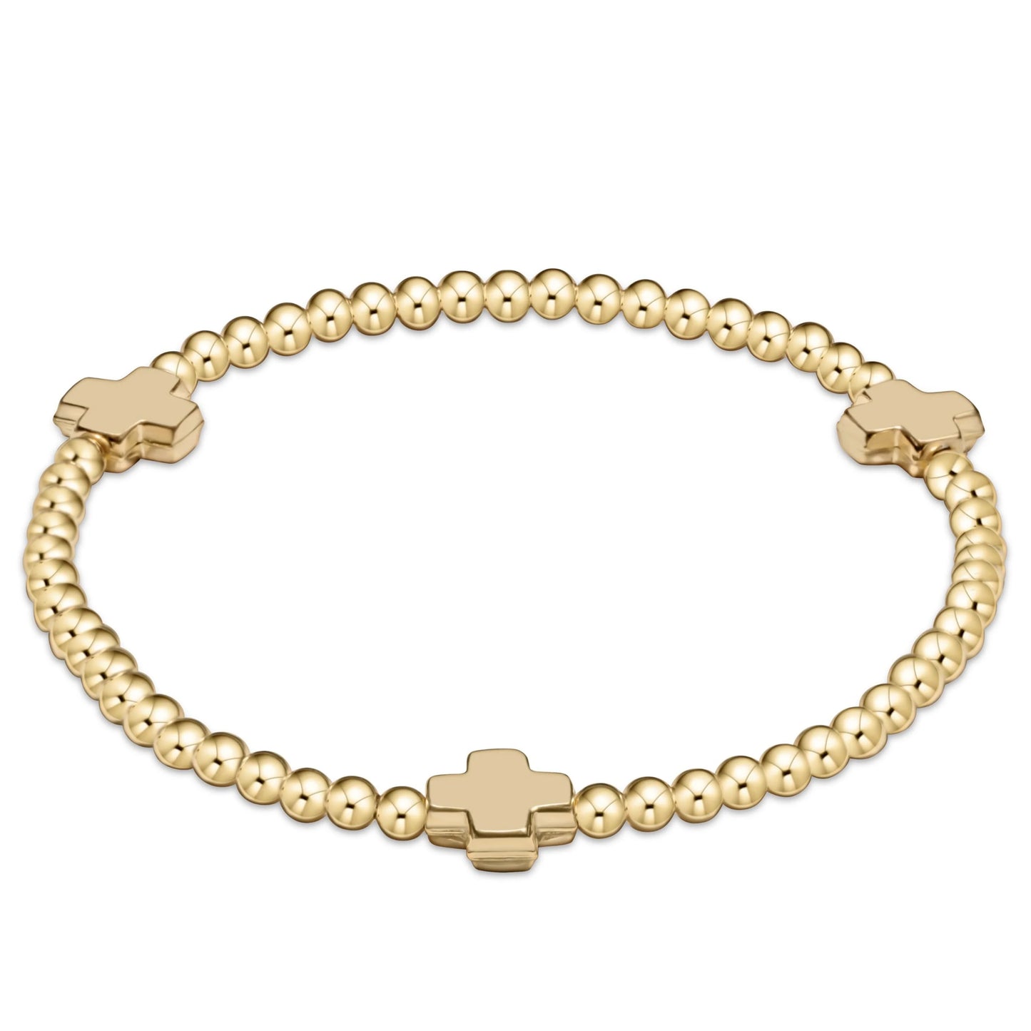 Signature Cross Gold Pattern 3mm Bead Bracelet-Gold
