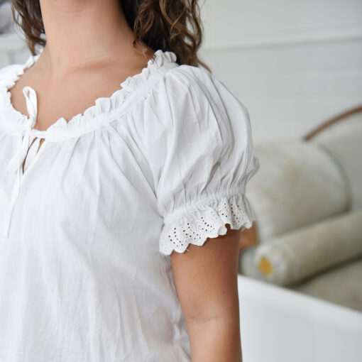 White Ruffled Short Sleeve Pyjama Set
